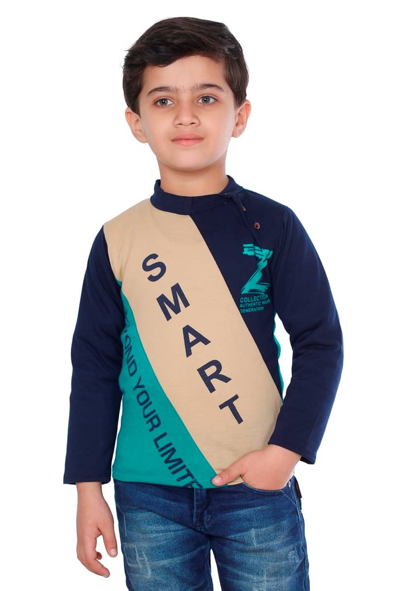     			Fourfolds Pack of 2 Boys Cotton Blend Polo T-Shirt ( Navy )