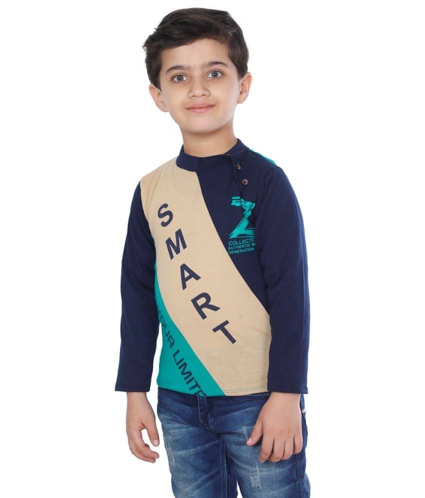     			Fourfolds Pack of 2 Boys Cotton Blend T-Shirt ( Navy )