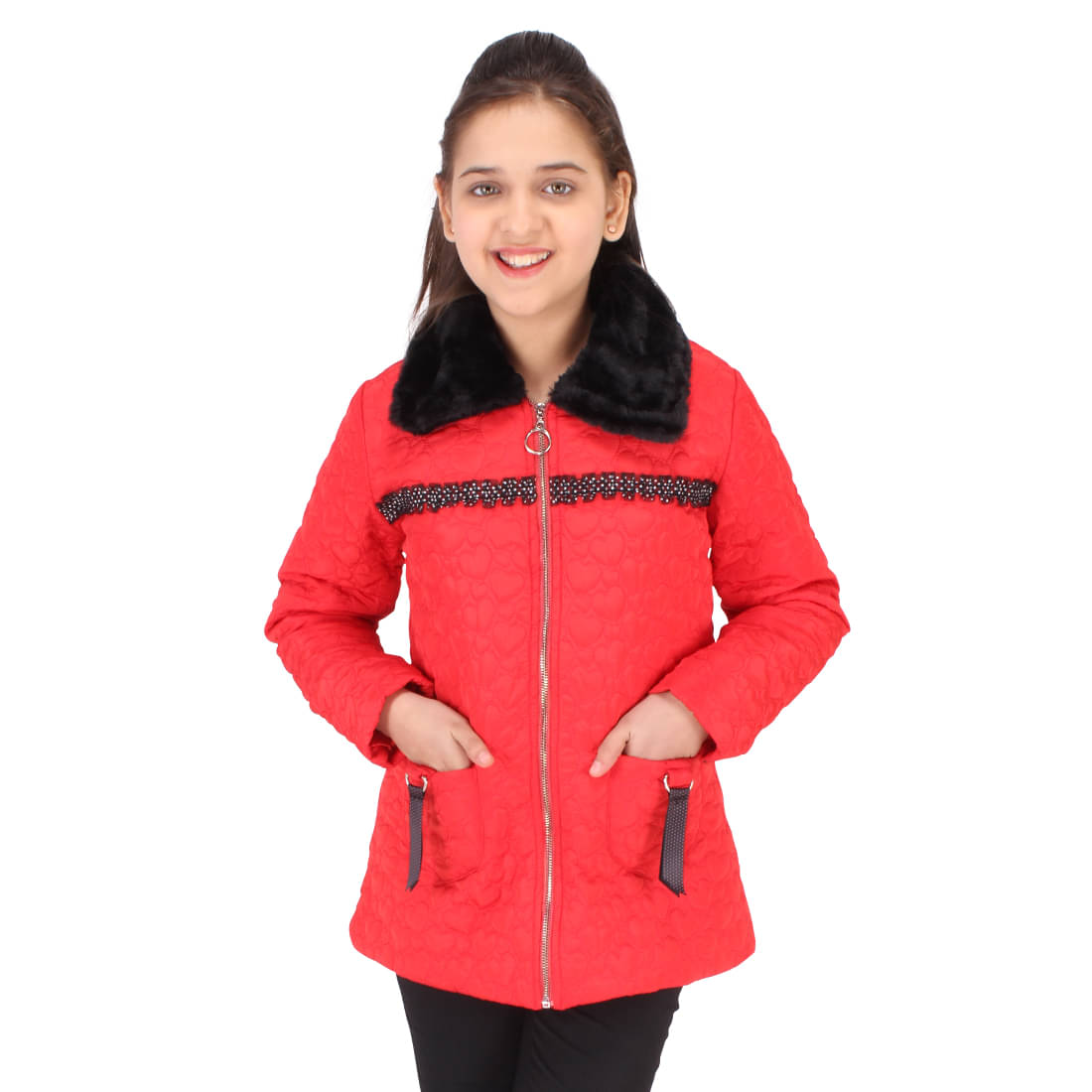     			Cutecumber Girls Polyester Denim Jackets For ( Pack of 1 , Red )