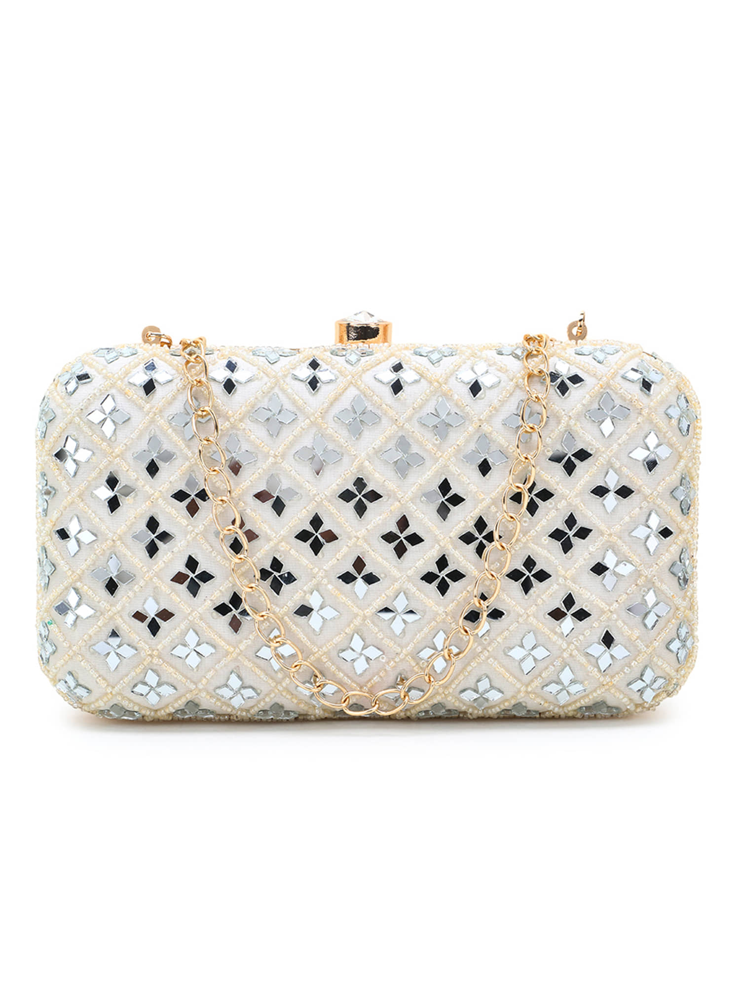 Anekaant White Silk Box Clutch - Handbags | Buy online on ZillyBuy
