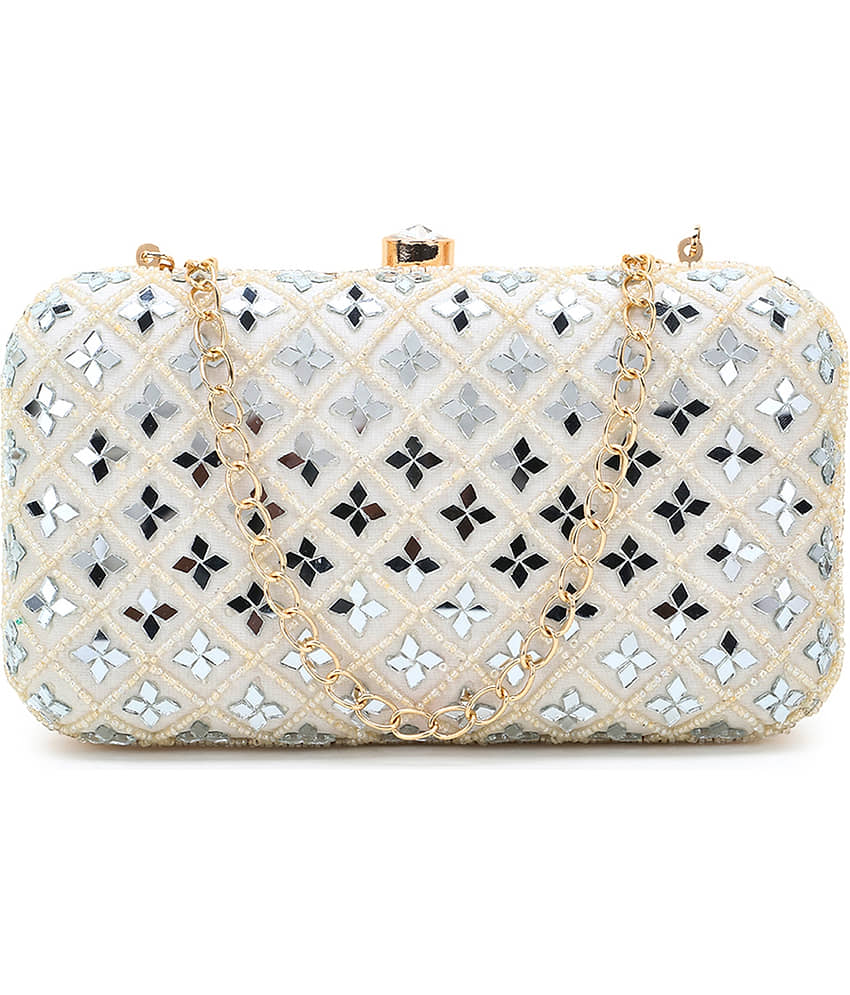 Anekaant White Silk Box Clutch - Handbags | Buy online on ZillyBuy