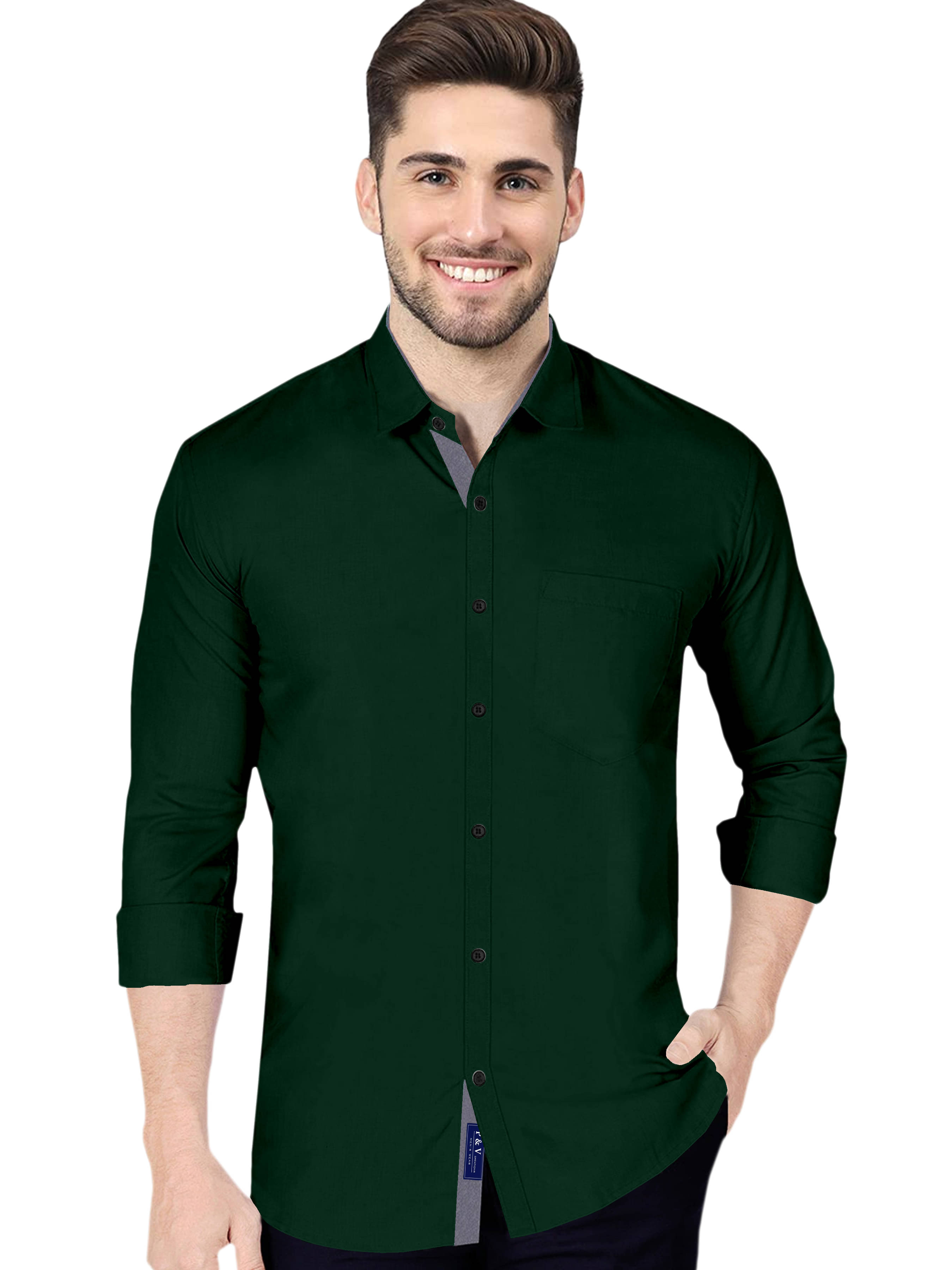 P&V CREATIONS - Green Cotton Blend Regular Fit Men's Casual Shirt (Pack of 1) P&V CREATIONS - Green Cotton Blend Regular Fit Men's Casual Shirt (Pack of 1)