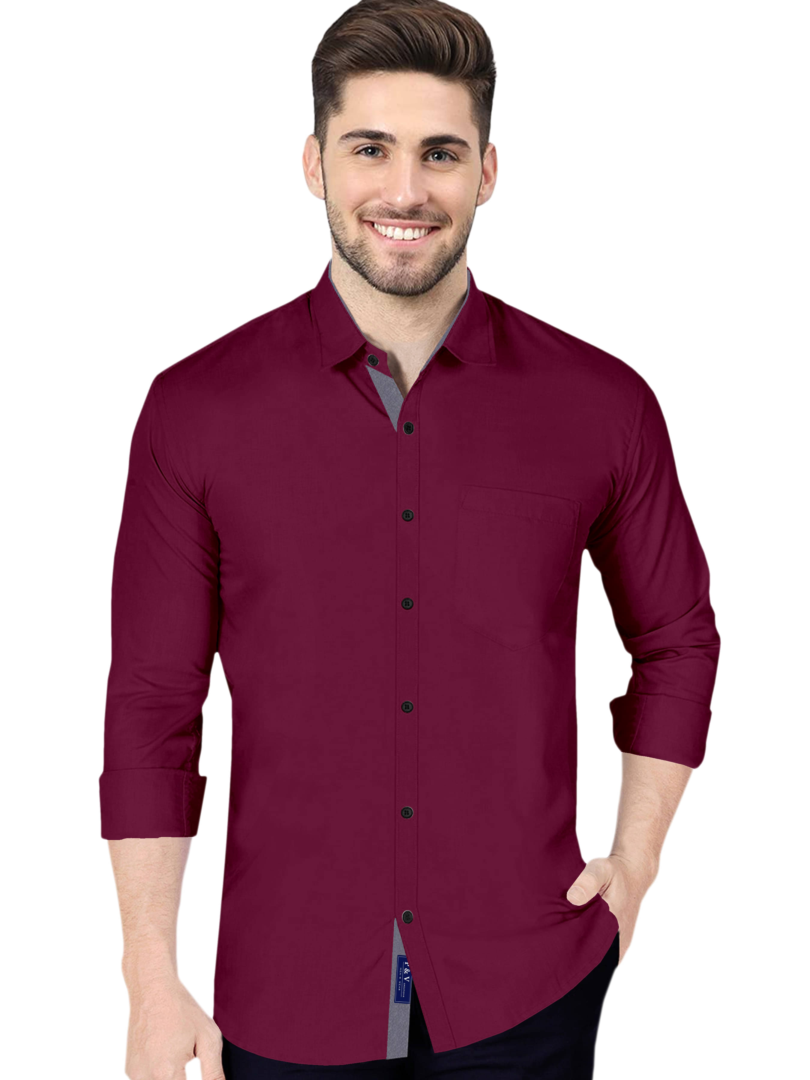 P&V CREATIONS - Maroon Cotton Blend Regular Fit Men's Casual Shirt (Pack of 1) P&V CREATIONS - Maroon Cotton Blend Regular Fit Men's Casual Shirt (Pack of 1)