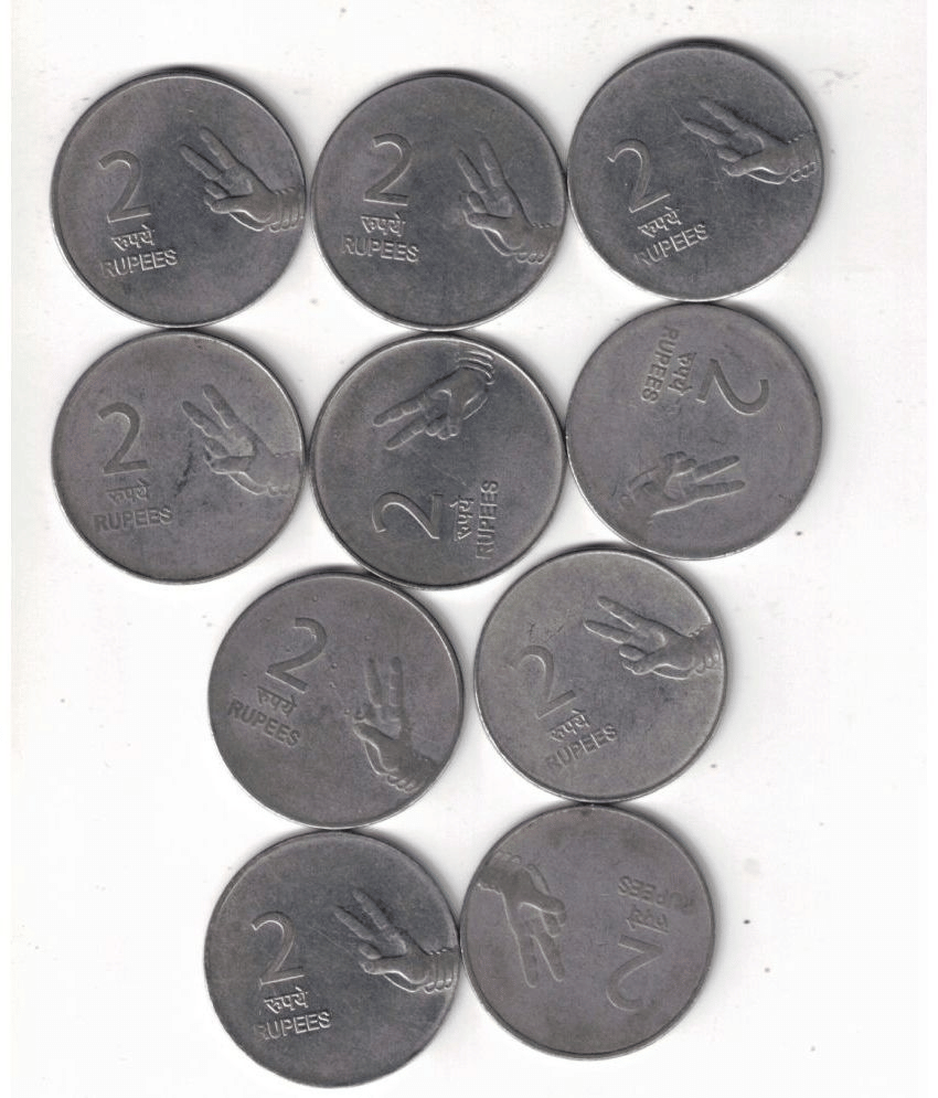     			10 PCS 2RS  MIX YEAR AUNC XF CONDITION SEE PHOTO
