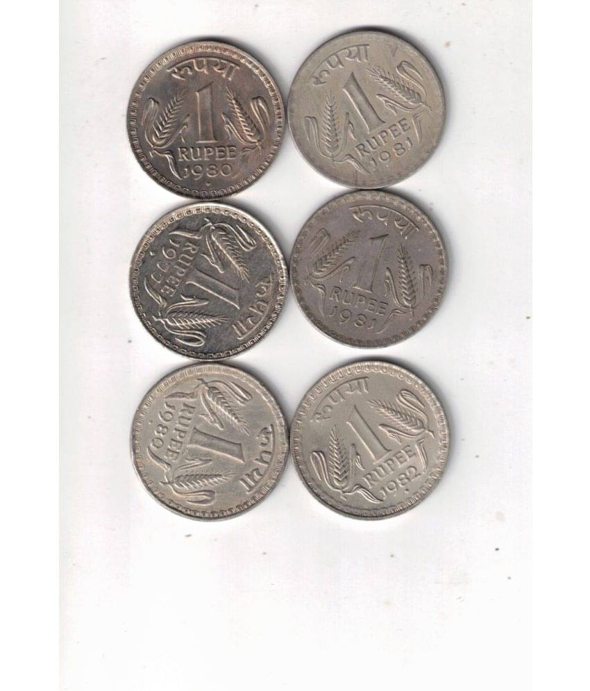     			6 PCS 1RS AUNC XF CONDITION 1977-80-81-AND 1982 RARE SEE PHOTO