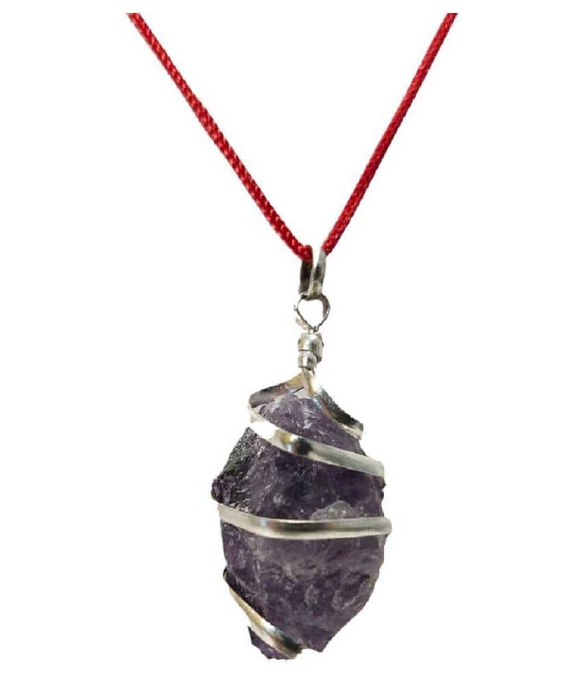 Amethyst Stone Pendant Natural Raw Rough Semi Precious Wire Wrapped Katela Stone Pendant Amethyst Stone