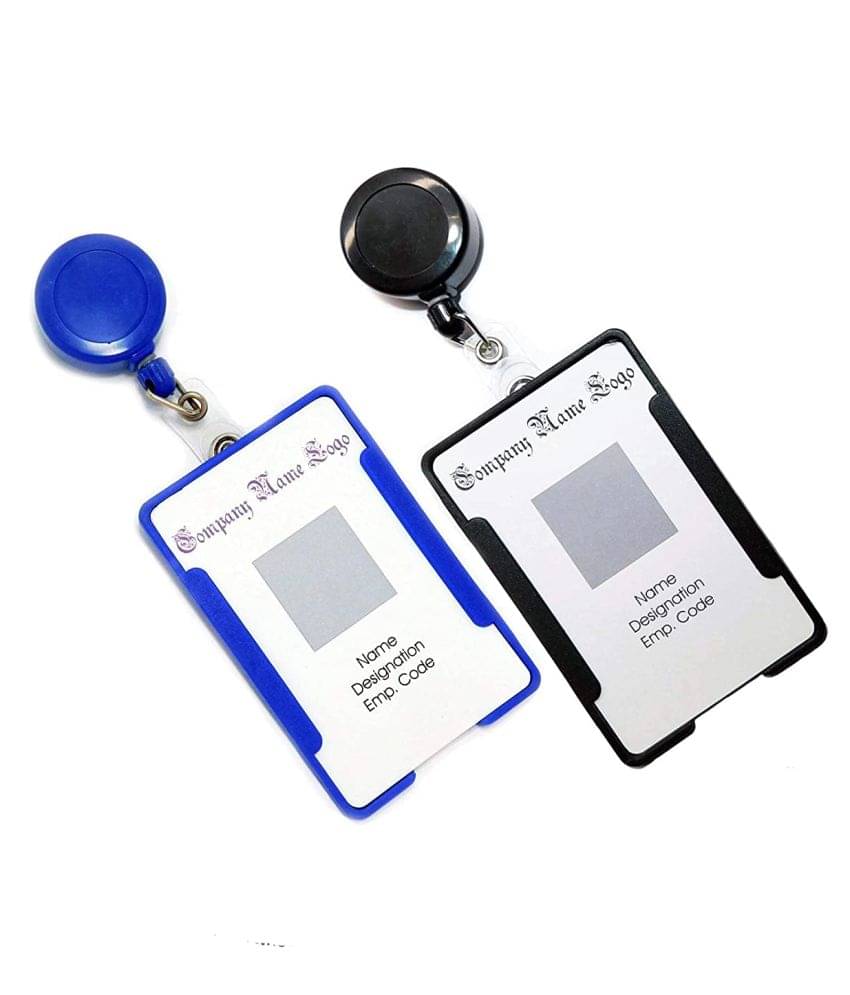     			Dey 'S Stationery Store  Combo Pack of ID Card Holder with Retractable Reel YOYO (Made in India) (Blue Black)