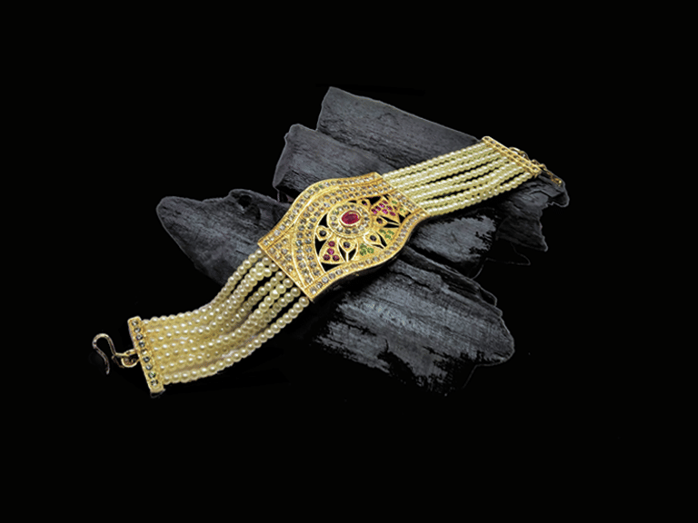 Gilher Fancy Traditional Real look Jadau Bracelet With Adjustable Size For Women And Girl Gilher Fancy Traditional Real look Jadau Bracelet With Adjustable Size For Women And Girl