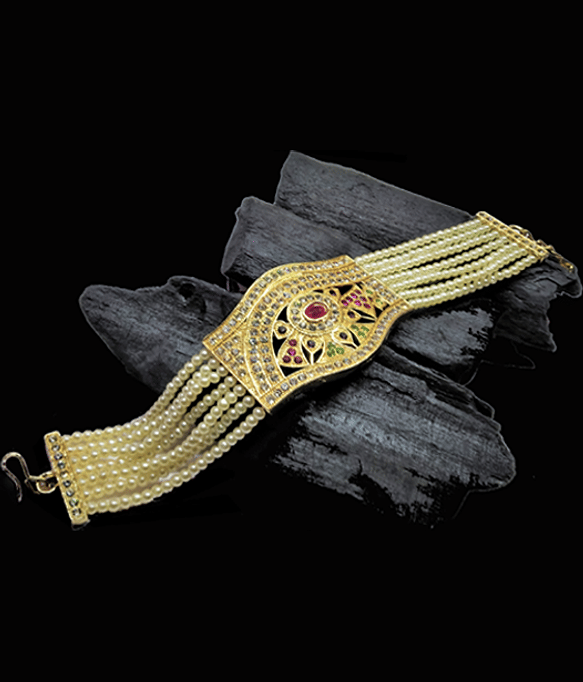 Gilher Fancy Traditional Real look Jadau Bracelet With Adjustable Size For Women And Girl