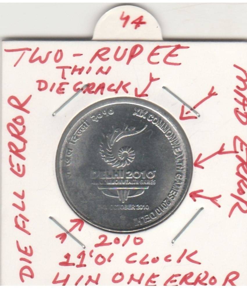     			NUMISMATTECLY  RARE AND COLLECTIBLE -TWO R.S COMMOMORATIVE  C01N- COMMONWELTH  GAME-2010 DELHI-HEDRABAD [*]MINT- METAL -STEEL,WITH VERY THIN DIE CRAC