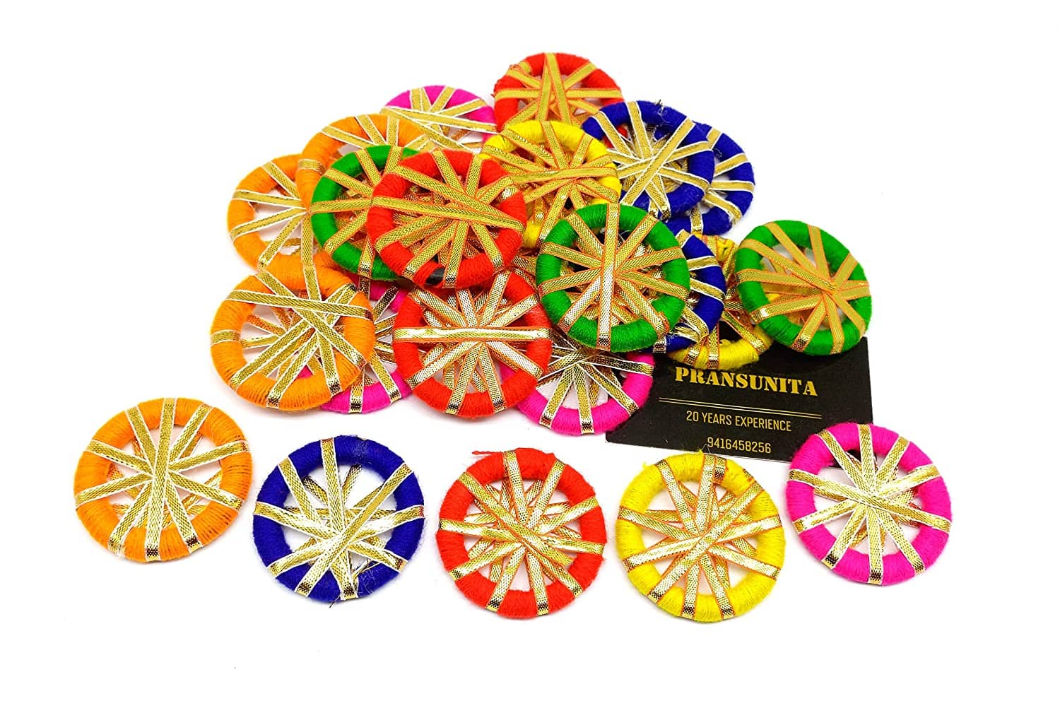 PRANSUNITA Multicolor Gota Chakri/Bangles for Art Work Diwali, Lohri, Vandanwar Wall Decoration Ethnic Bangles Candle Tea Lights, Handcrafted- Size – 2 inch - 100 Pcs - Stationery | Buy online on ZillyBuy