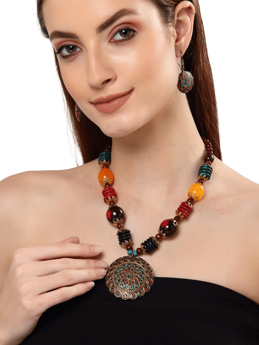 PUJVI Alloy Multi Color Contemporary/Fashion Necklaces Set Long Haram