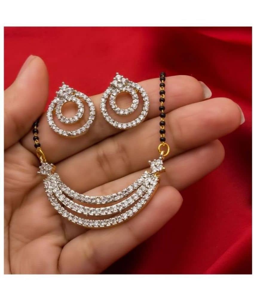 Pujvi Fashions AD Half Round Mangalsutra set for womens