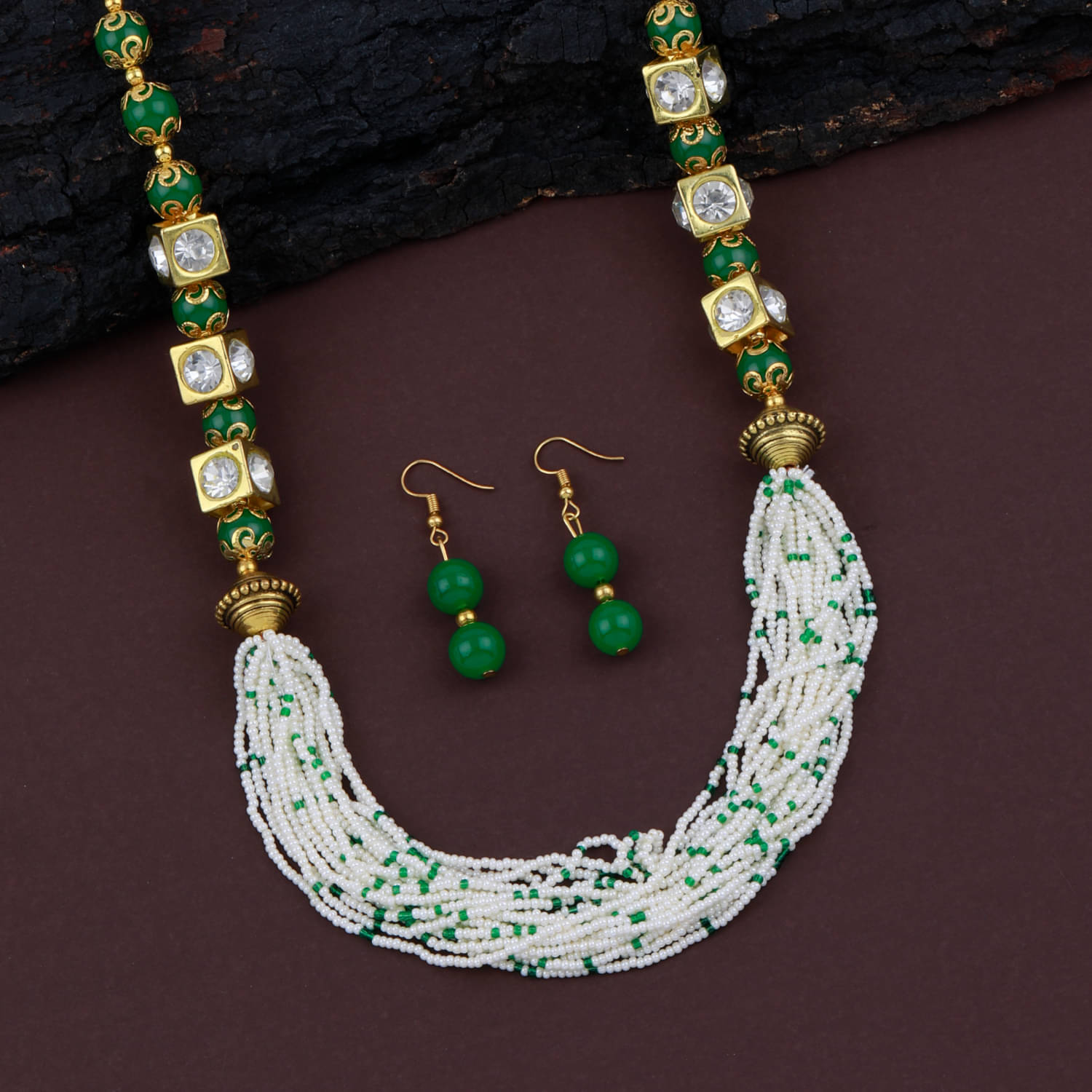     			ShreejiHuf Alloy Multi Color Traditional Necklaces Set Long Haram