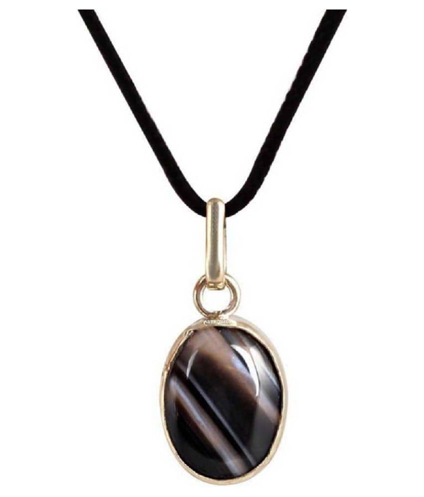 Sulemani Hakik Aqeeq Black Akik Kala Haqiq Panchdhatu Pendant Locket with Lab Certificate Silver Chalcedony Stone Pendant