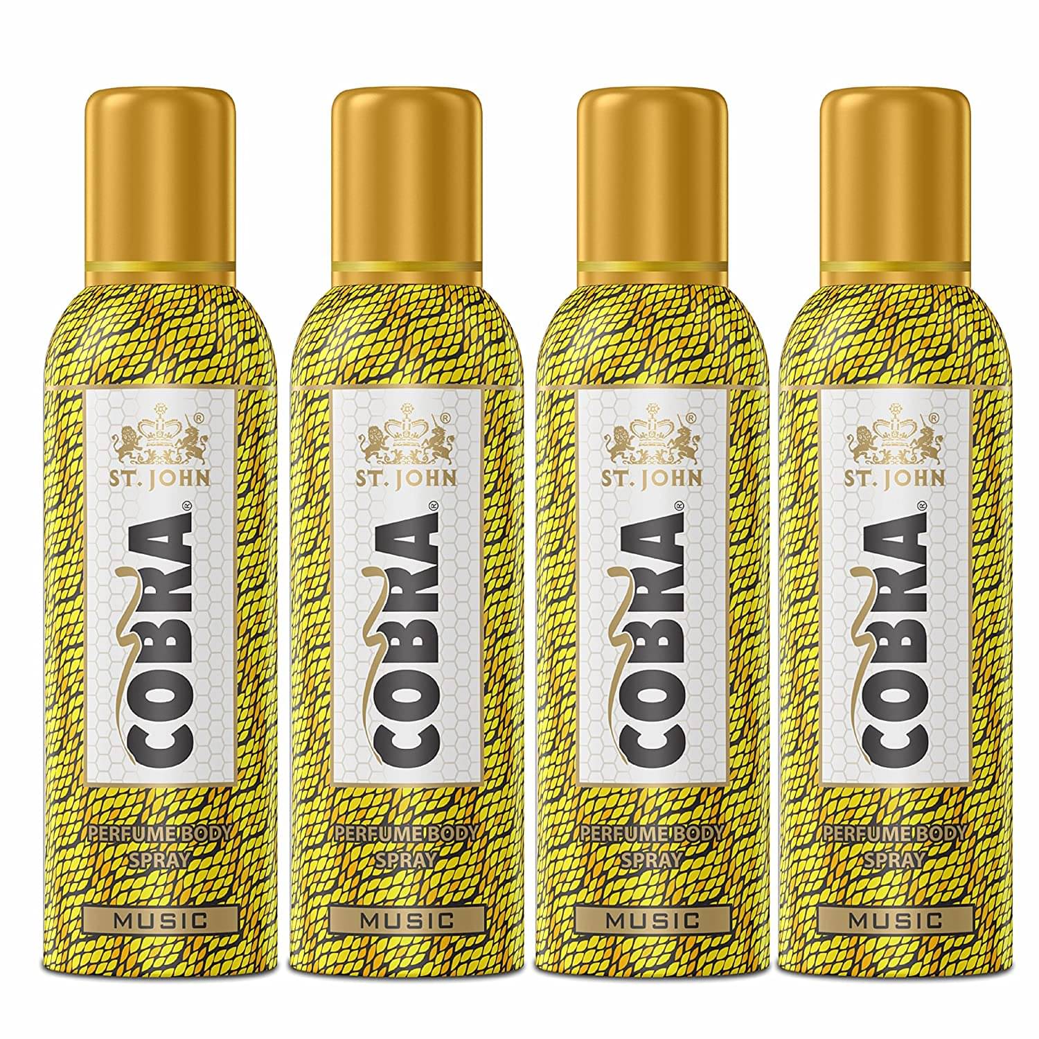     			ST.JOHN Cobra No Gas Music Perfume Deodorant Body Spray For Men 100ml Each (400ml) - Pack of 4