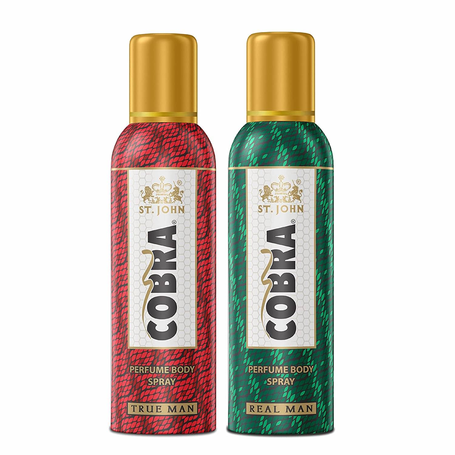     			ST.JOHN Cobra No Gas Real Man & True Man Perfume Deodorant Spray for Men 100ml Each 200ml Pack of 2