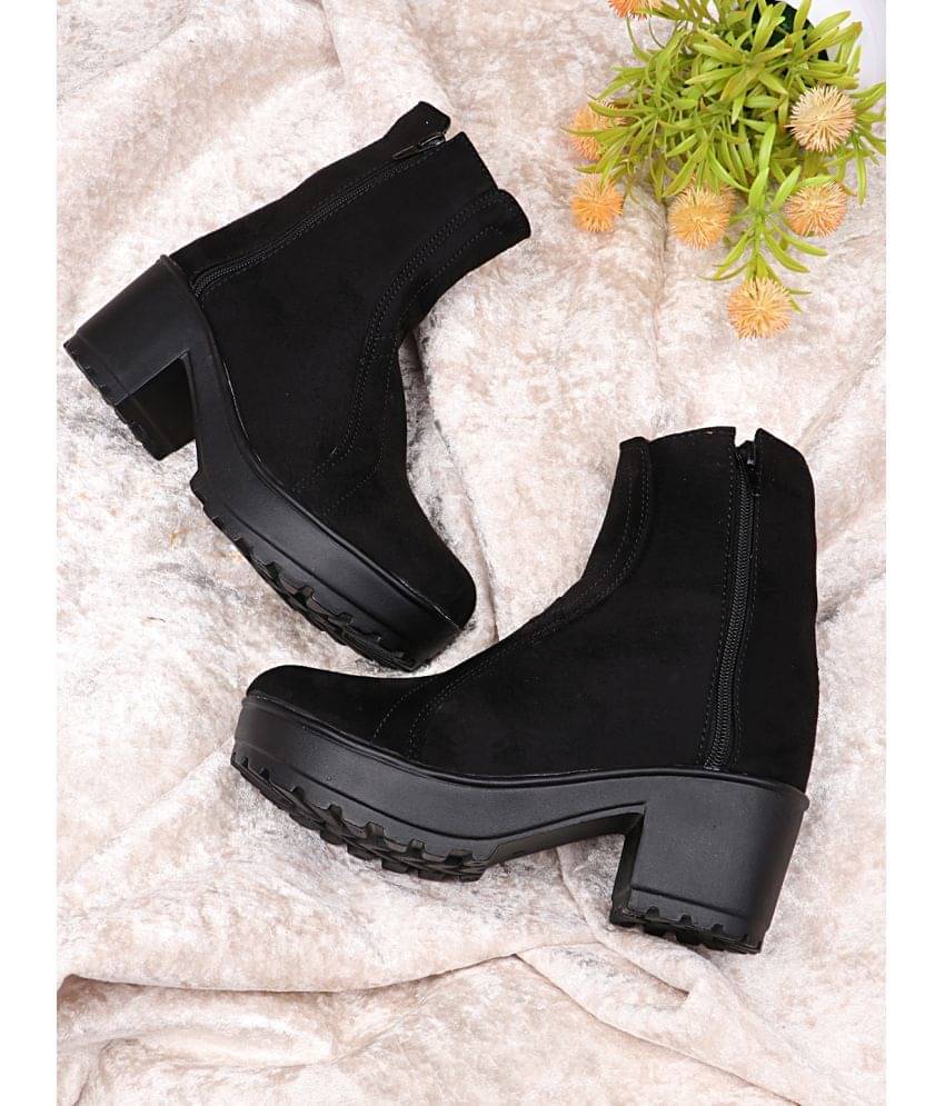     			Shoetopia Black Knee Length Casual Boots
