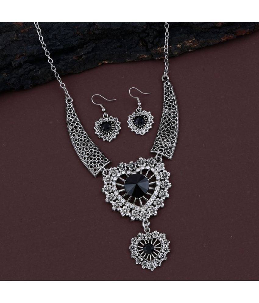     			ShreejiHuf Alloy Silver Traditional Necklaces Set Long Haram
