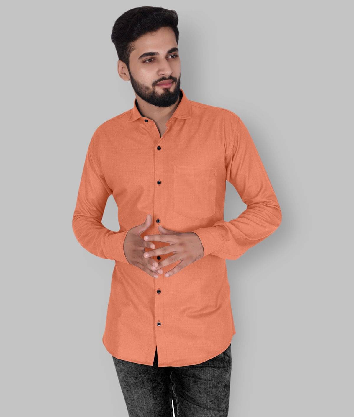 MBF66 Cotton Blend Slim Fit Full Sleeves Regular Collar Navy Shirt for Men     			MBF66 Cotton Blend Slim Fit Full Sleeves Regular Collar Navy Shirt for Men