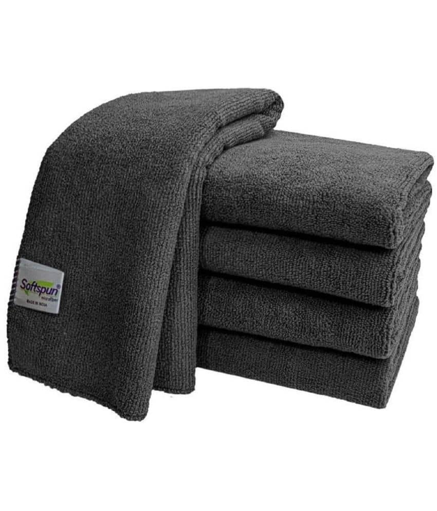 SOFTSPUN Grey 340 GSM Microfiber Cloth For Automobile ( Pack of 2 )