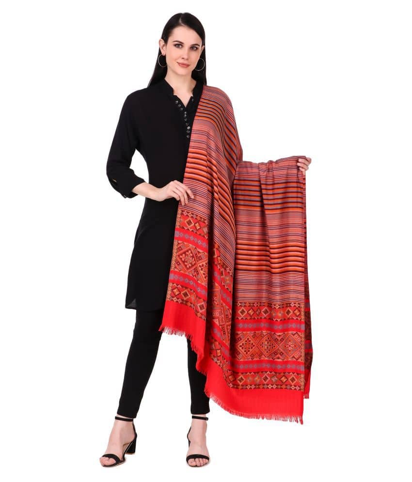 Bravezi Maroon Stripes Shawl - Single - Dupattas & Shawls | Buy online on ZillyBuy