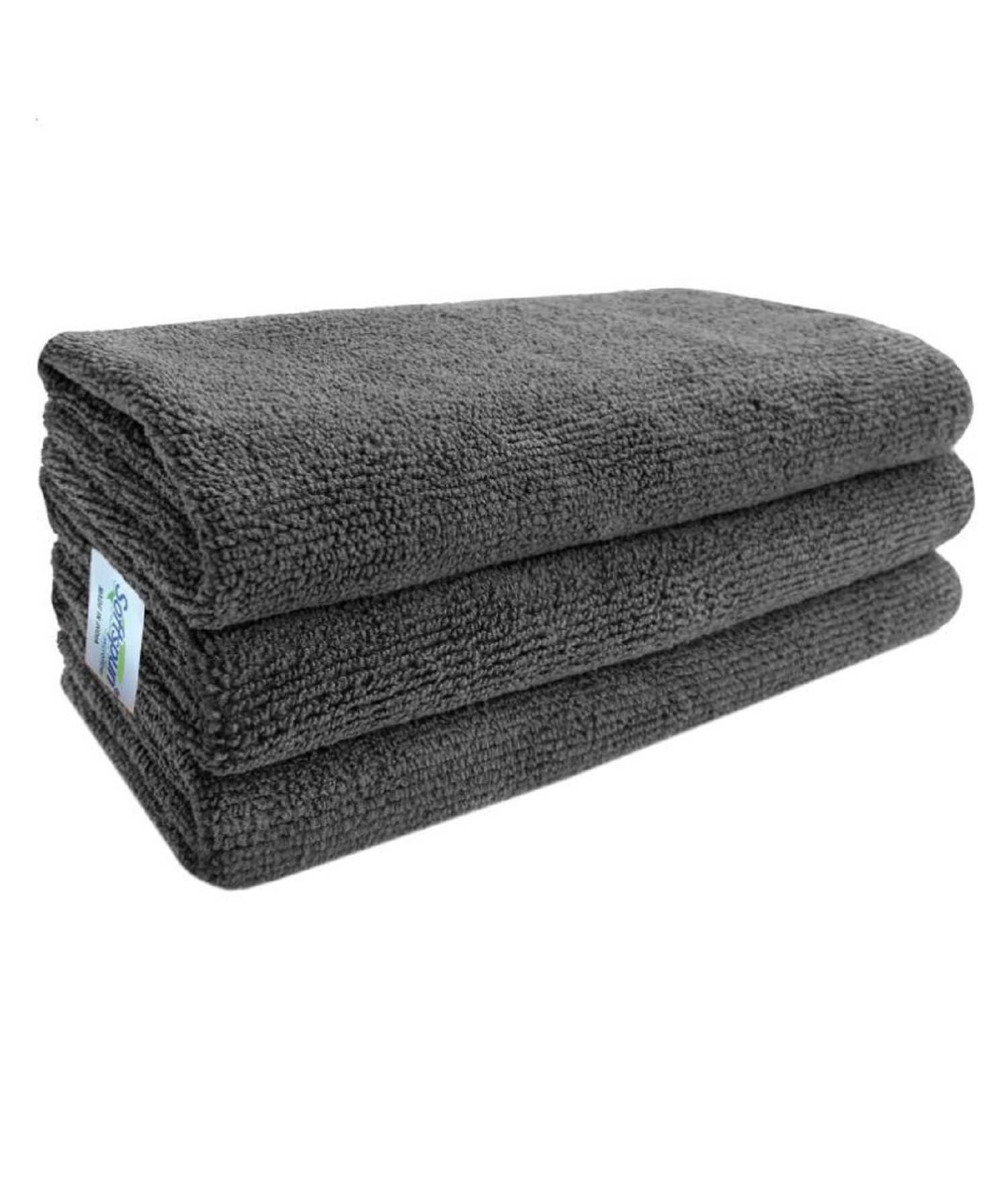 SOFTSPUN Grey 340 GSM Microfiber Cloth For Automobile ( Pack of 2 )
