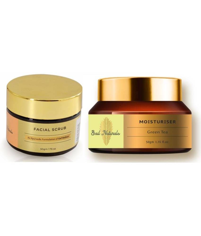     			Bail Naturals Walnut Purifying and Polishing Scrub (50gm) & Green Tea Face Moisturiser Cream(50ml)(Combo Pack of 2)