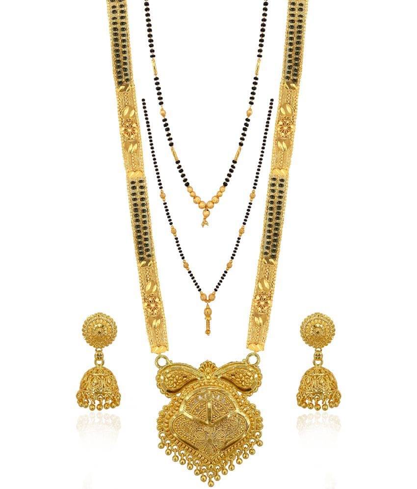     			MGSV Jewellery Traditional Necklace Pendant Hand Meena 30inch Long and 18inch short  Mangalsutra/Tanmaniya/nallapusalu/Black Beads For Women and Girls Brass, Alloy Mangalsutra