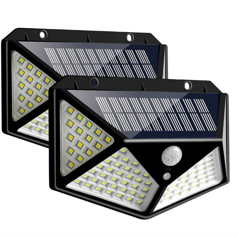 MR Outdoor Wall  100 Led Solar Motion Sensor Light Black - Pack of 2