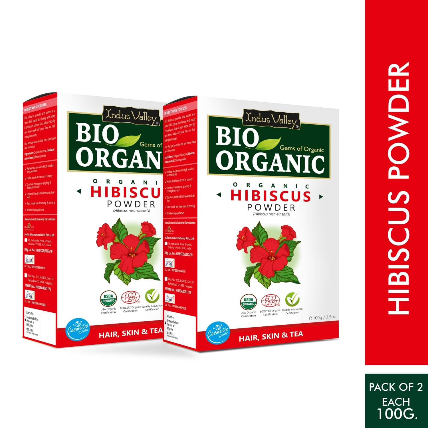     			Indus Valley Hibiscus+Rose Powder Herbs Hair & Skin Care For All Type Of Hair & Skin 200G (Pack O