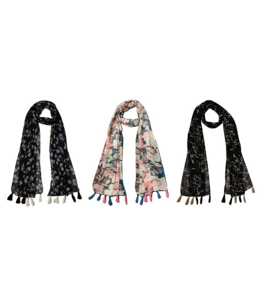     			stolevilla Multi Printed Poly Cotton Yarn Stoles ( Pack of 3 )