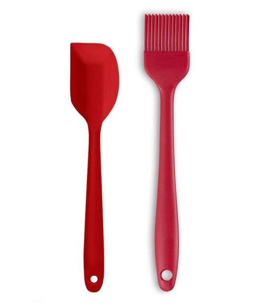     			Baskety Silicone Spatula and Basting Pastry Brush Mixing Spatula ( Pack of 2,Red )