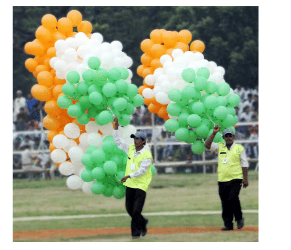     			Blooms Mall Tricolour Metallic Balloon ( Saffron , white , Green ( pack 100)