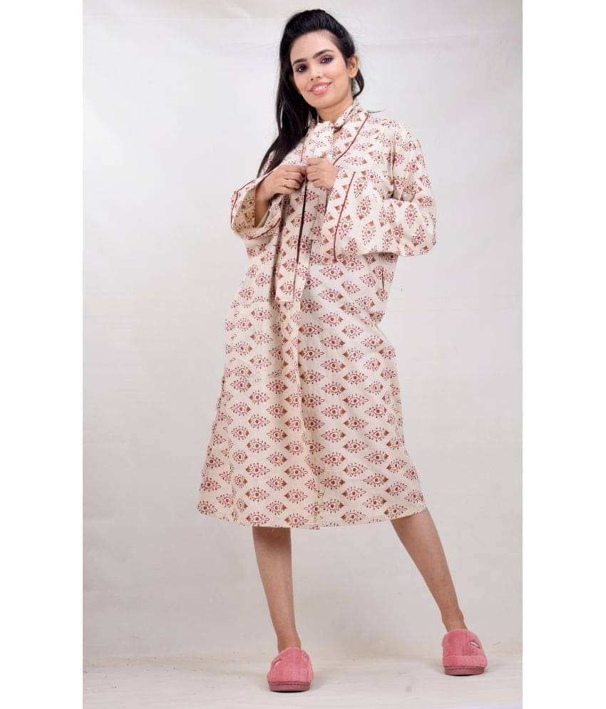     			CLYMAA Cotton Nighty & Night Gowns - Beige Single