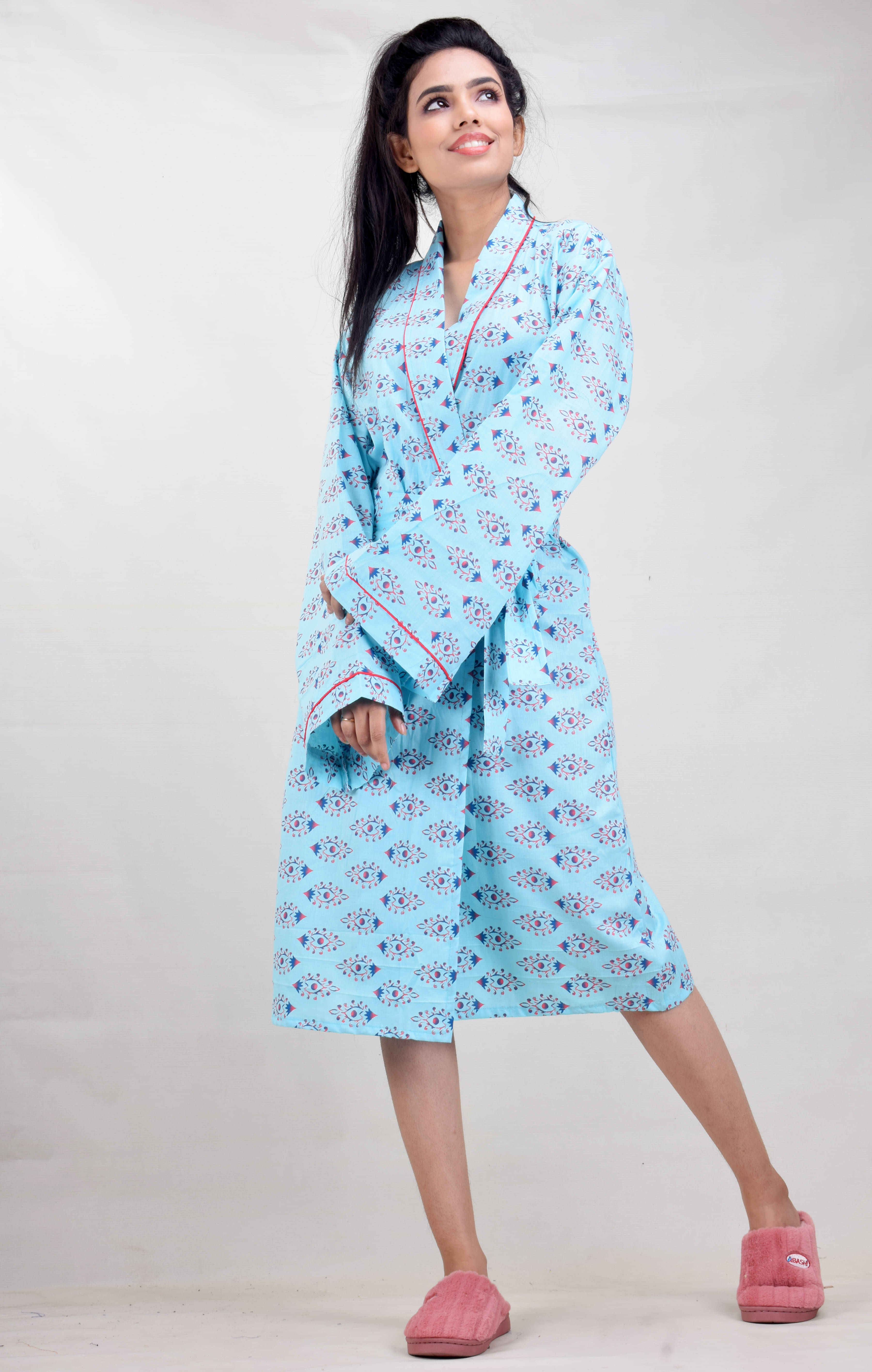     			CLYMAA Cotton Nighty & Night Gowns - Blue Single