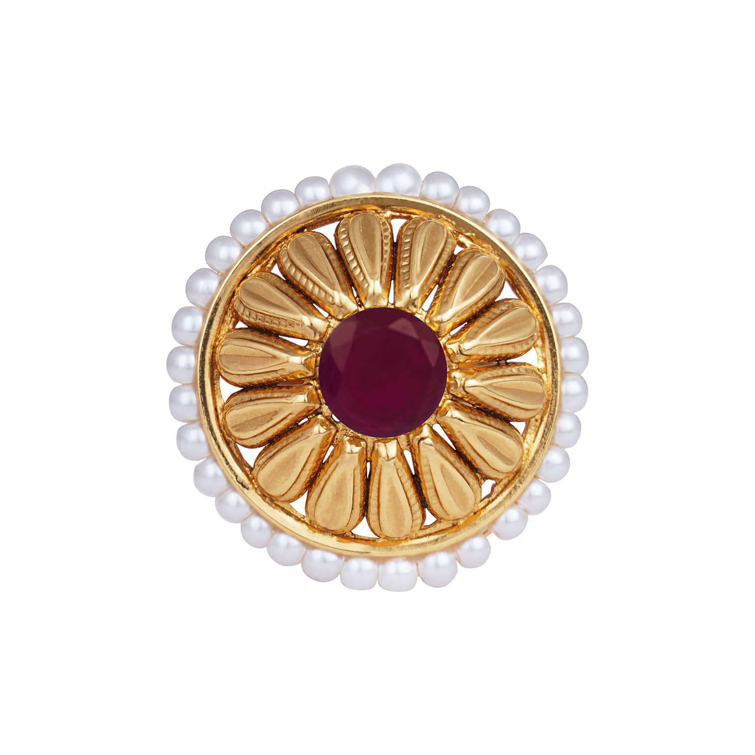 Latest Gold Plated Pearl Studded Stud Earring for Women & Girls.(Red)