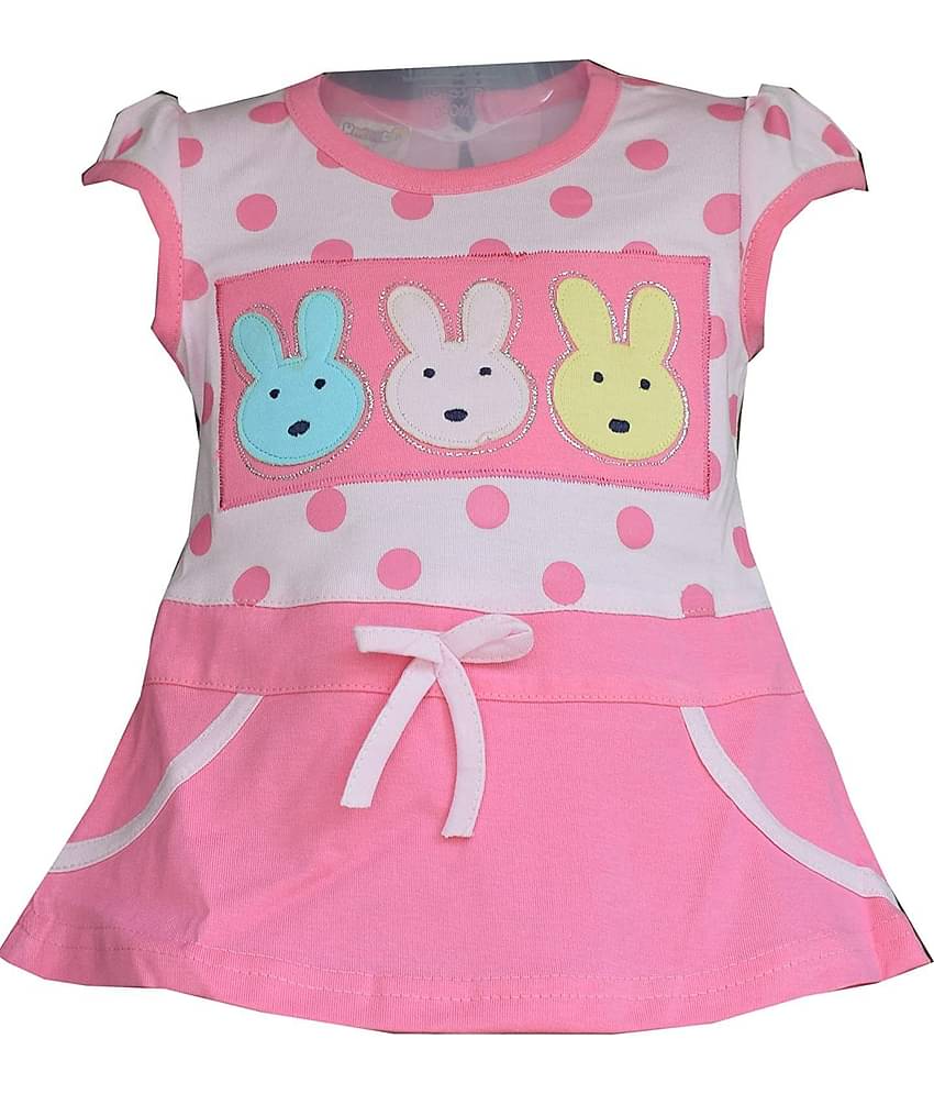 NammaBaby Baby Girls Cotton Blend Dresses ( Pink )