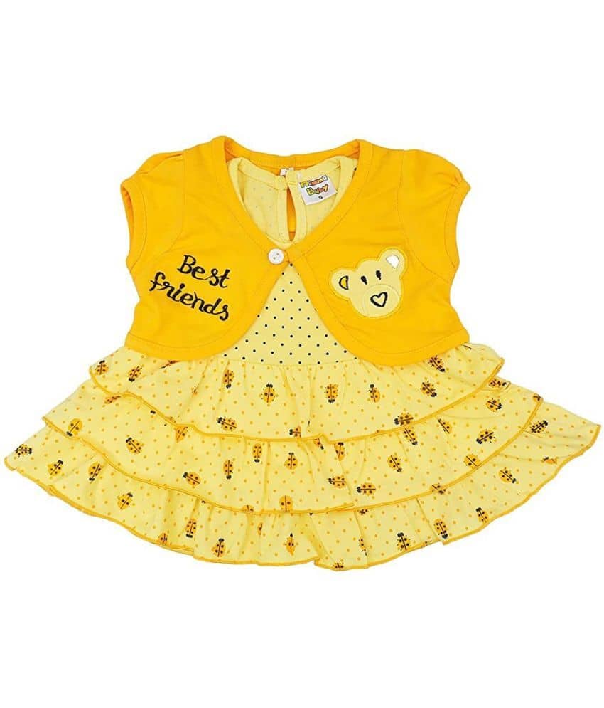 NammaBaby Baby Girls Cotton Blend Dresses ( Yellow )