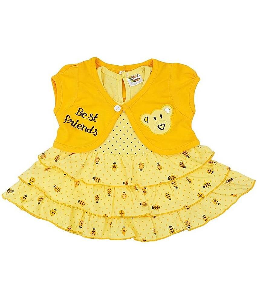 NammaBaby Baby Girls Cotton Blend Dresses ( Yellow )