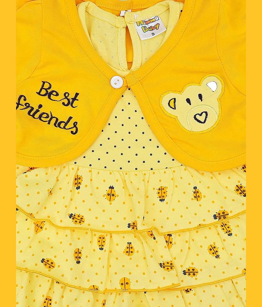 NammaBaby Baby Girls Cotton Blend Dresses ( Yellow )
