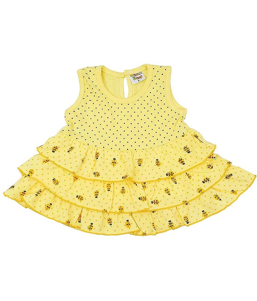 NammaBaby Baby Girls Cotton Blend Dresses ( Yellow )