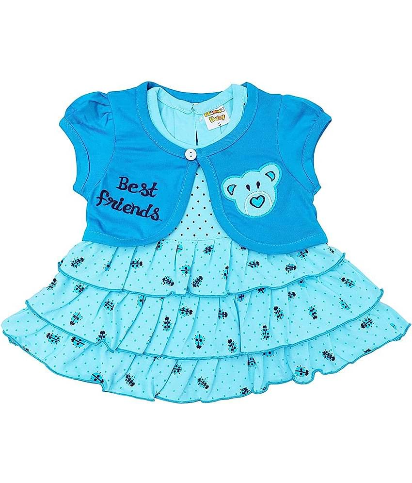 NammaBaby Baby Girls Cotton Blend Dresses ( Blue )