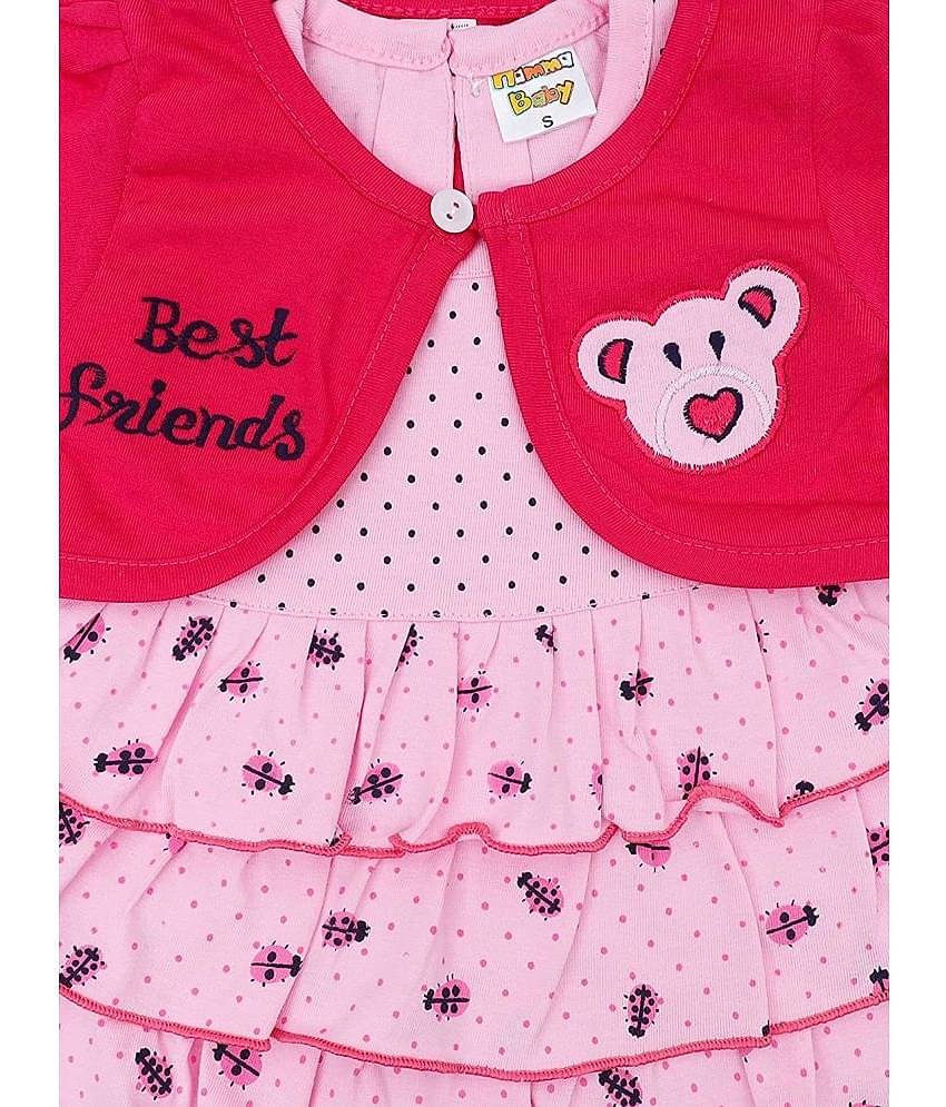 NammaBaby Baby Girls Cotton Blend Dresses ( Pink )