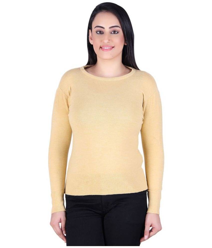 Varenyam Women Acrylic Round Neck Pullover ( Yellow )     			Varenyam Women Acrylic Round Neck Pullover ( Yellow )