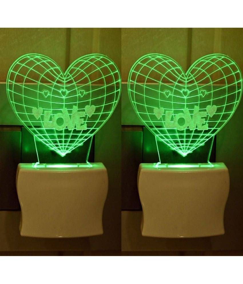     			AFAST 3D Color Changing Plug & Play Valentine Gifting Night Lamp White - Pack of 2