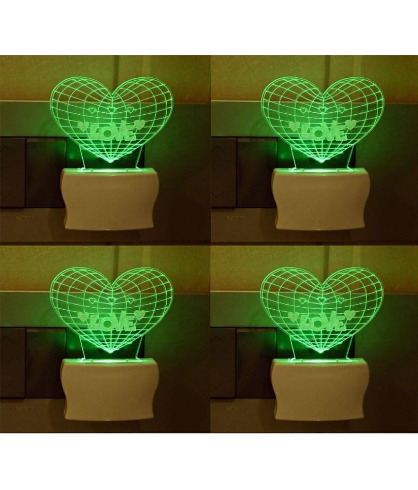 AFAST 3D Color Changing Plug & Play Valentine Gifting Night Lamp White - Pack of 4 AFAST 3D Color Changing Plug & Play Valentine Gifting Night Lamp White - Pack of 4