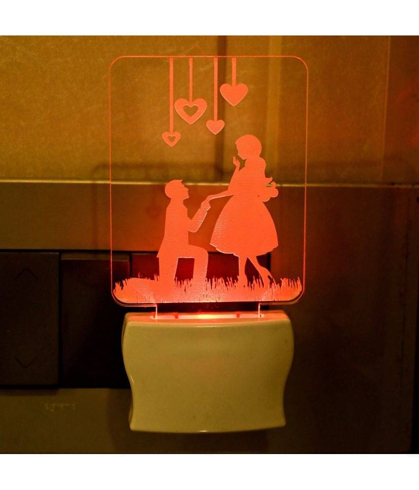 AFAST 3D Color Changing Plug & Play Valentine Gifting Night Lamp White - Pack of 1 AFAST 3D Color Changing Plug & Play Valentine Gifting Night Lamp White - Pack of 1