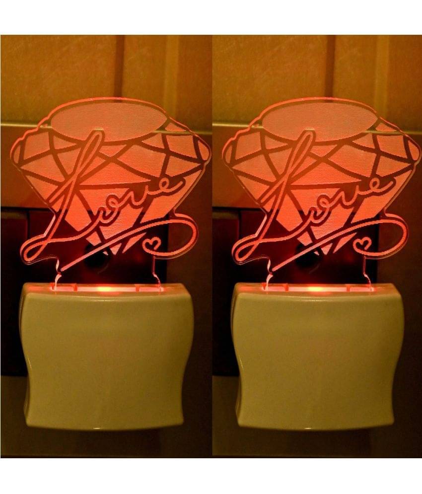     			AFAST 3D Color Changing Plug & Play Valentine Gifting Night Lamp White - Pack of 2