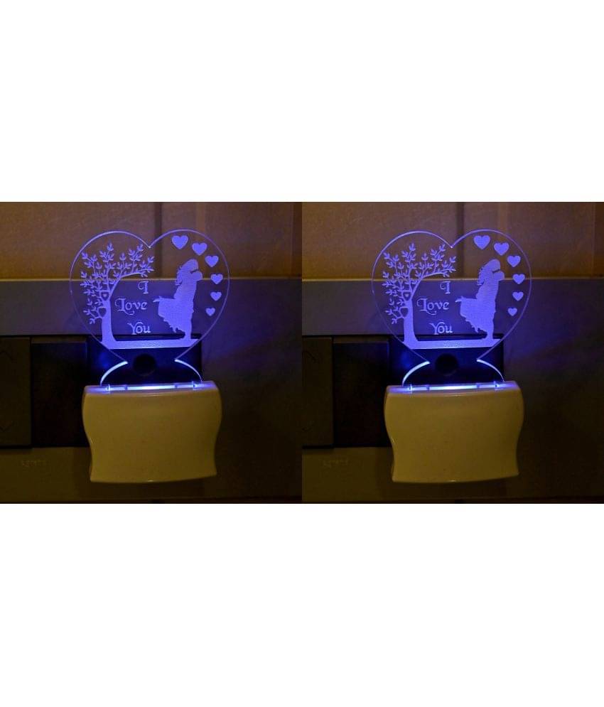 AFAST 3D Color Changing Plug & Play Valentine Gifting Night Lamp White - Pack of 2 AFAST 3D Color Changing Plug & Play Valentine Gifting Night Lamp White - Pack of 2